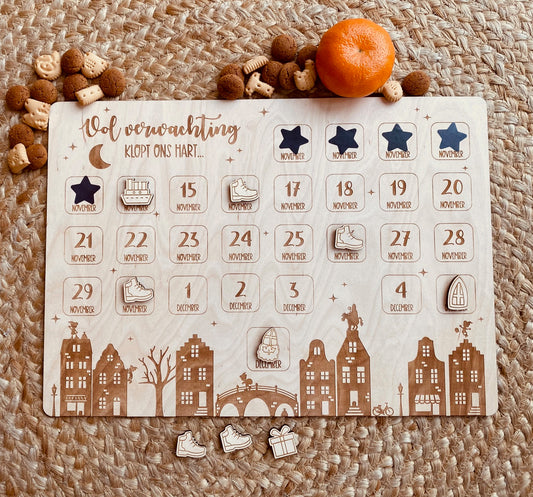 Houten aftelkalender Sinterklaas