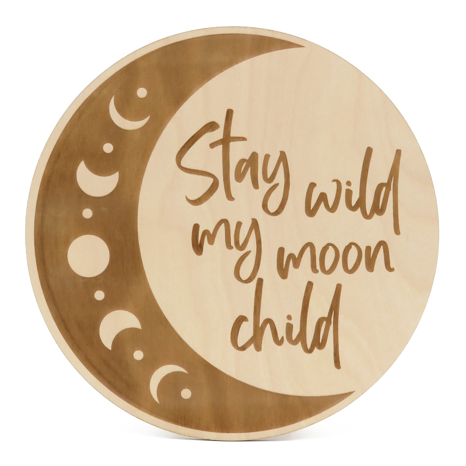 Houten maan Stay wild my moon child met figuren
