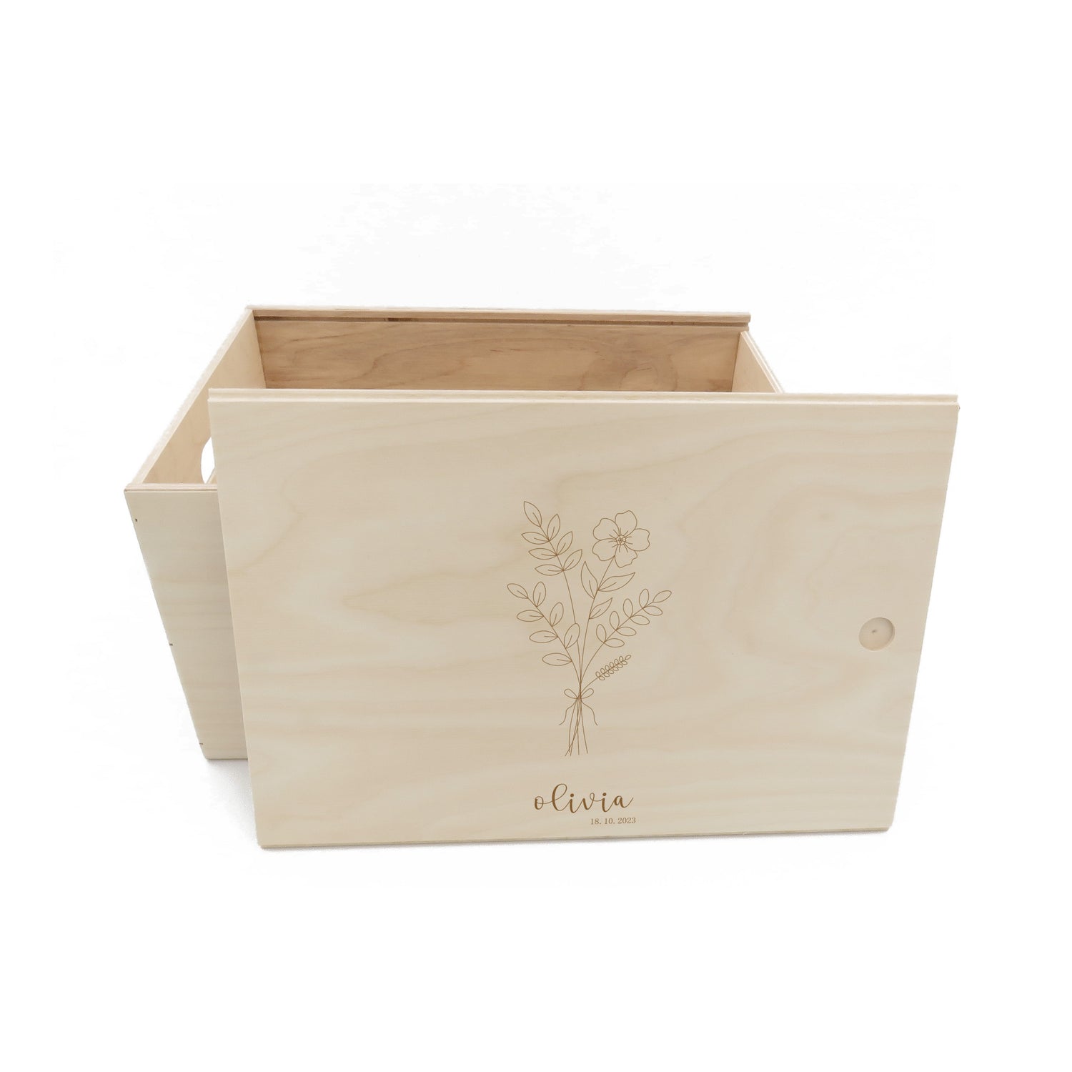 Houten memorybox geboortebloem medium