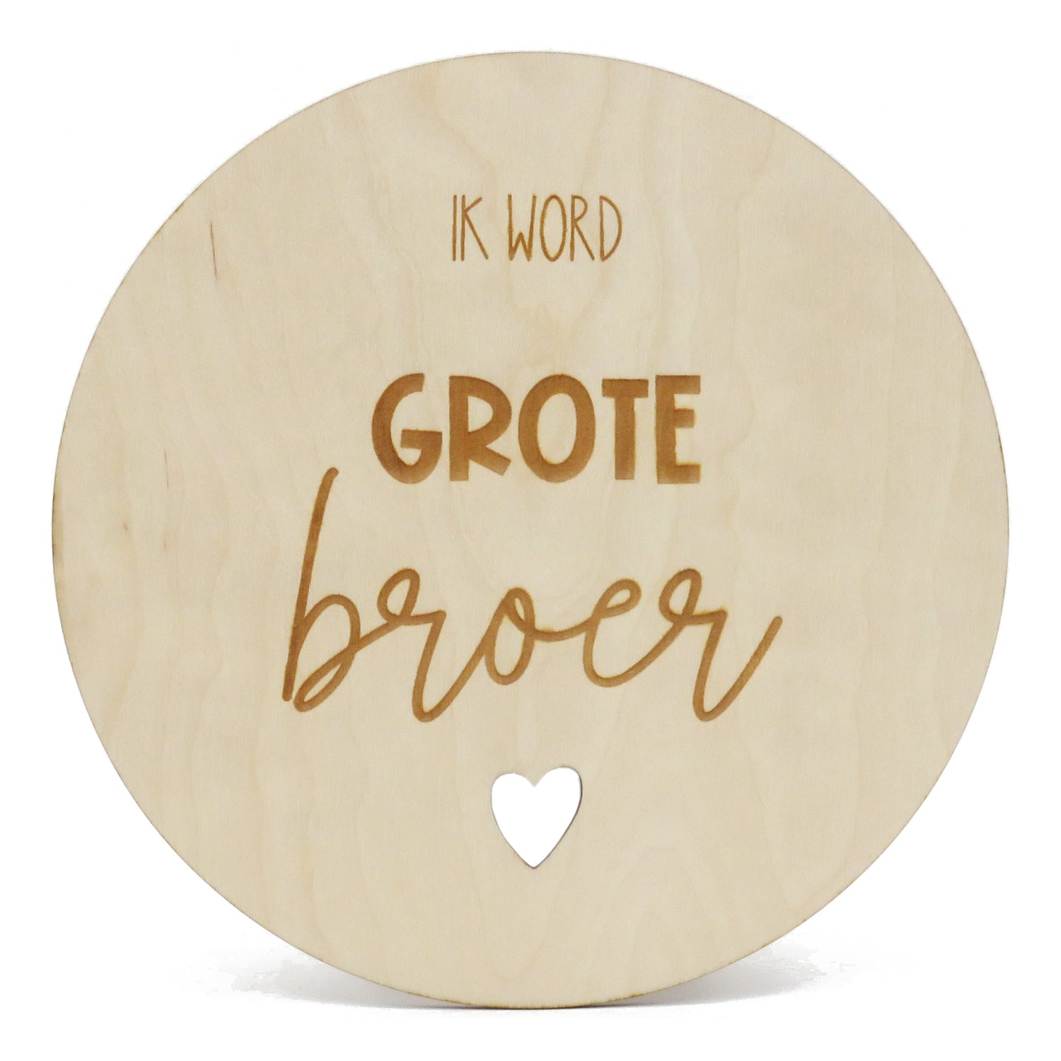 Houten aankondiging rond Ik word grote broer!