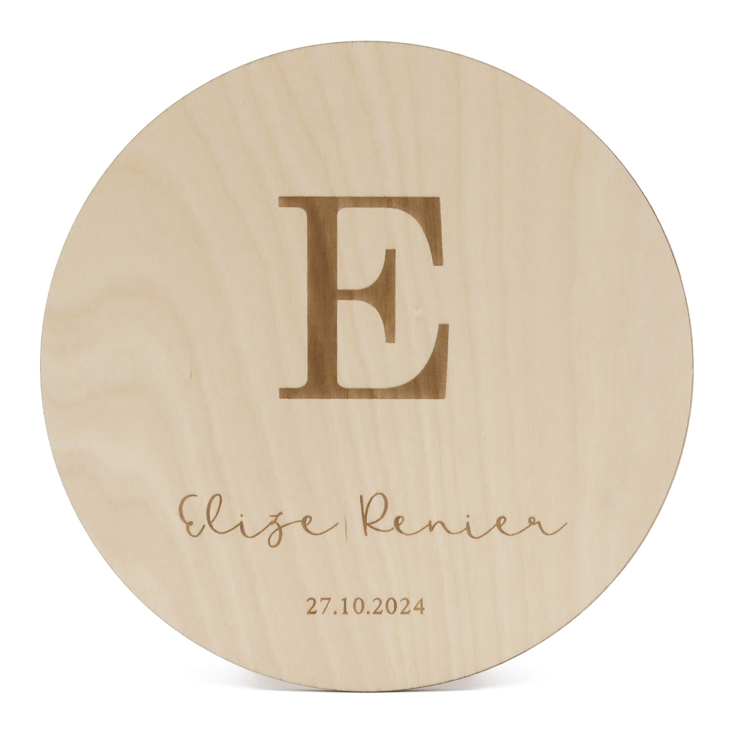 Houten gegraveerd geboortebord alfabet letter