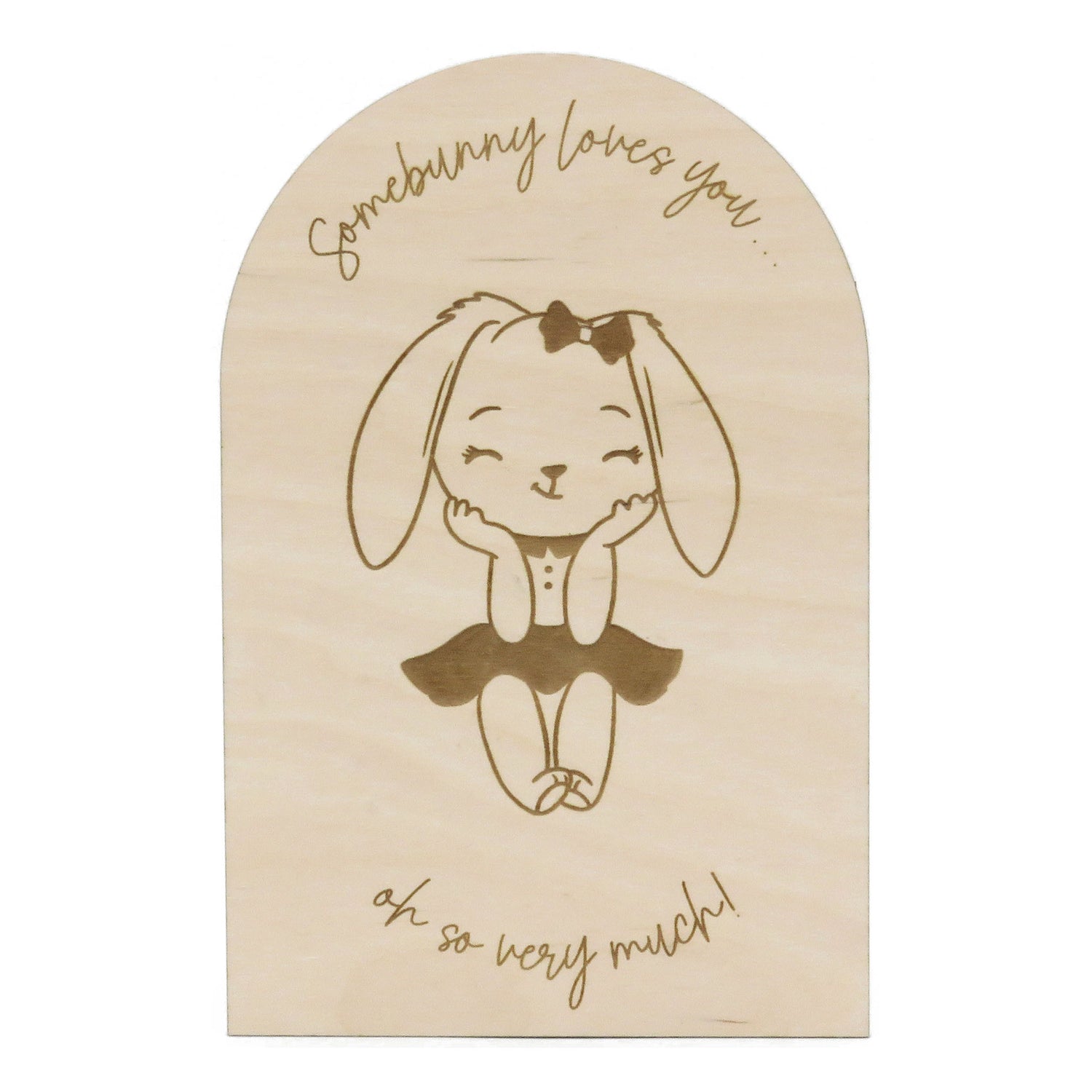 Houten gegraveerde kaart "Somebunny loves you"